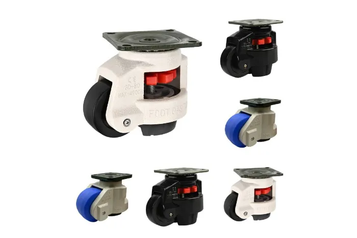 white adjustable leveling casters 