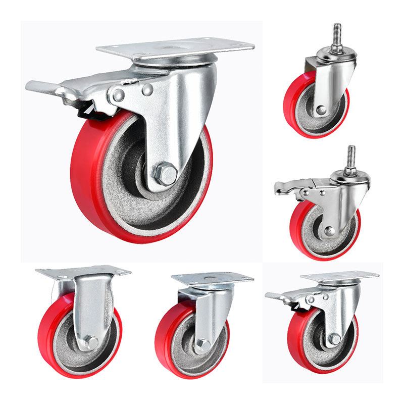 Casters Medium Duty Pu บนแกนเหล็กหล่อ