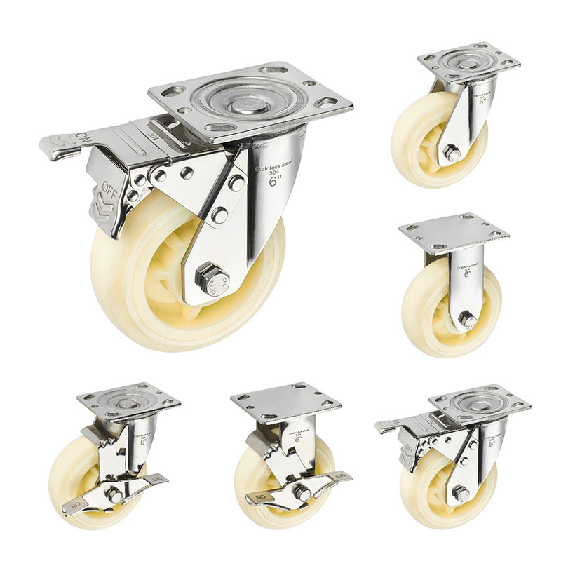 SUS304 ล้อไนล่อน Casters หนัก