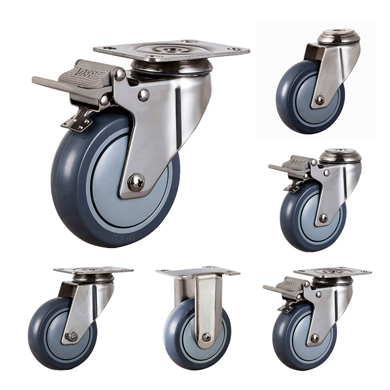 SUS304 Medium Medical Casters PU PU